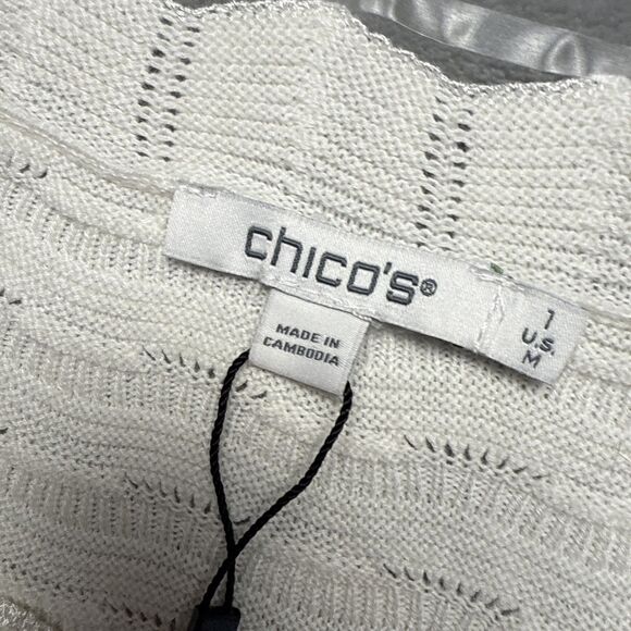 Chico’s Women’s Size 1 (Medium) Cream Textured Pullover Sweater – 3/4 Bell Sleev - Picture 2 of 11